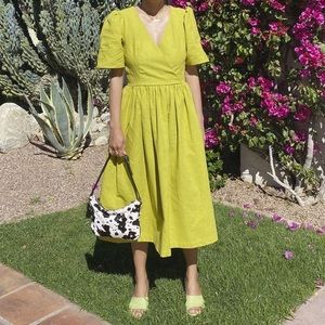 Chartreuse Lisa Says Gah linen dress